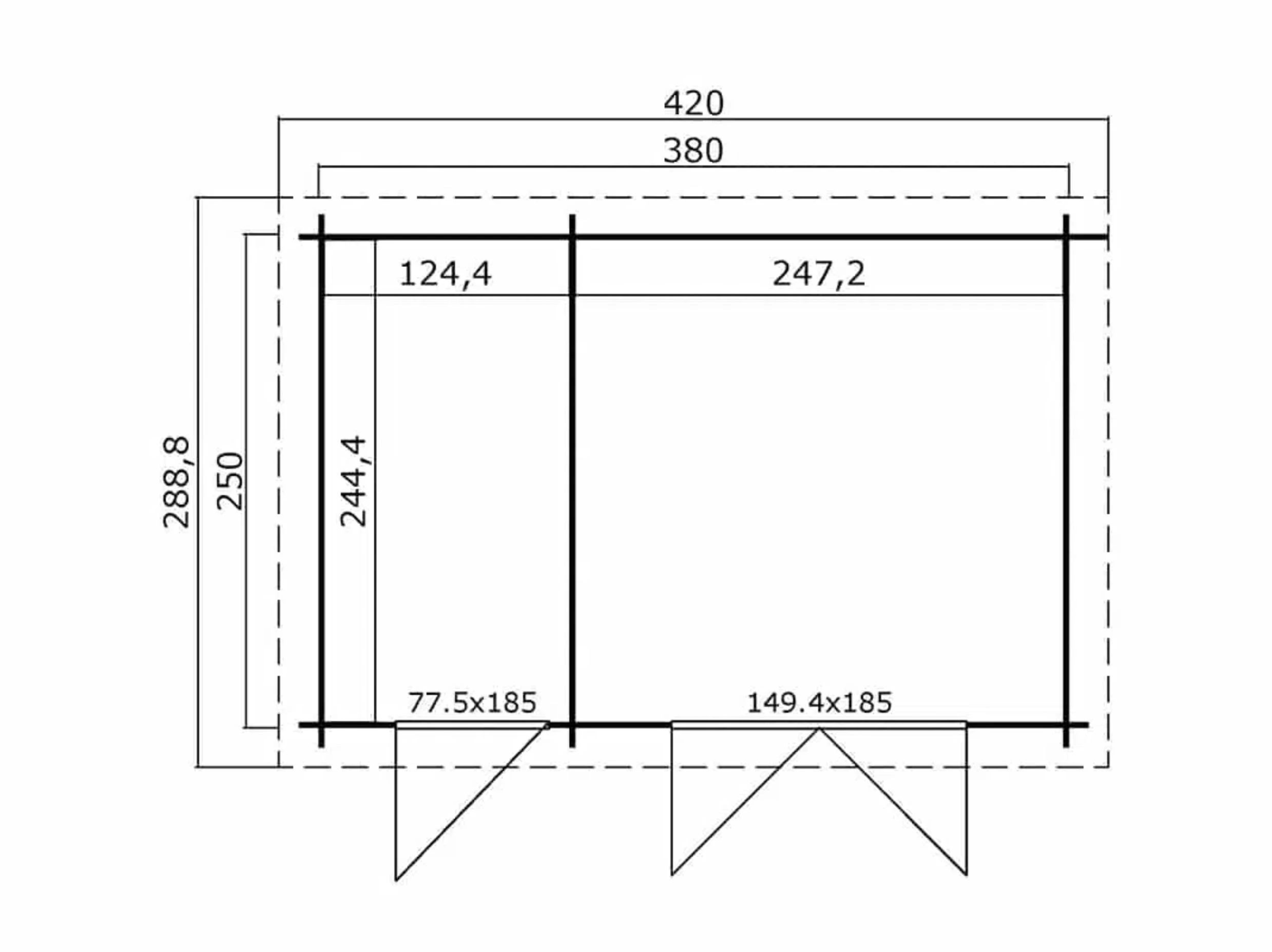 Tuinhuis Belmont 1 380 x 250 cm - Afbeelding 2